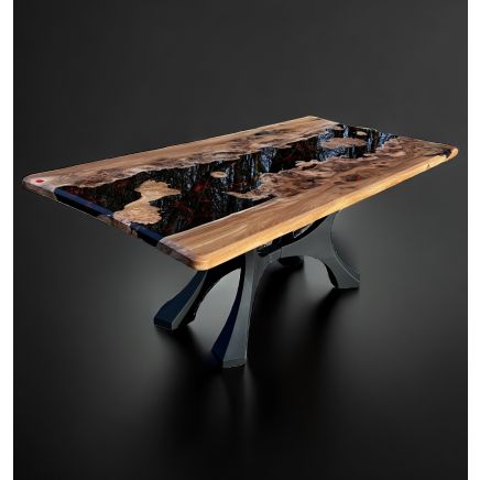 Burr Elm Magma Resin Dining Table