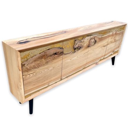 Solid Elm Sideboard with Molten Gold Doors