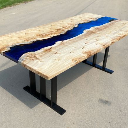 Mappa Burr & 2 Tone Blue River Dining Table
