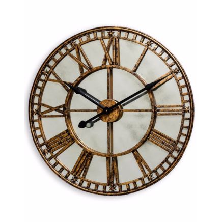 Large Gold Clock with Antiqued Mirror Face