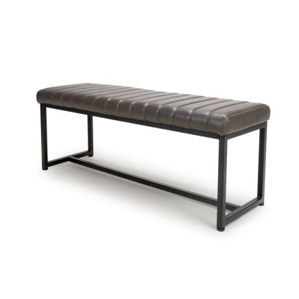 Archer Leather Effect Bench, Grey