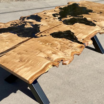 Burr Oak World Map Dining Table