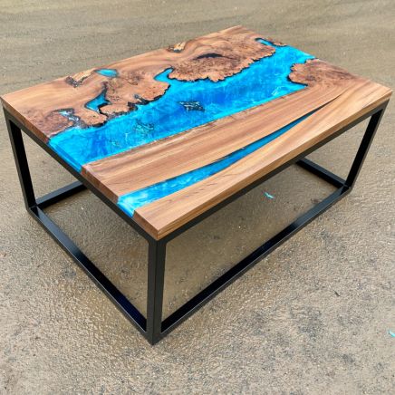 Manta Ray Family & Ocean Art River Coffee Table