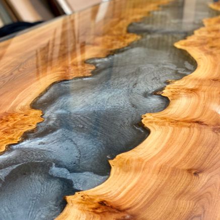 Burr Elm & Terminator Silver River Dining Table