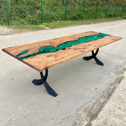 Elm & Kryptonite Green Resin Dining Table