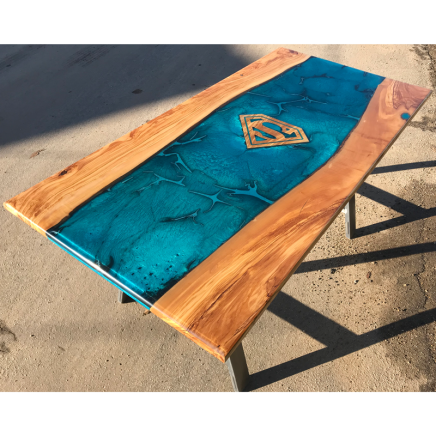 Olive Wood & Resin River Dining Table  Superman!