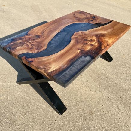 Elm & Terminator Silver Resin River Coffee Table