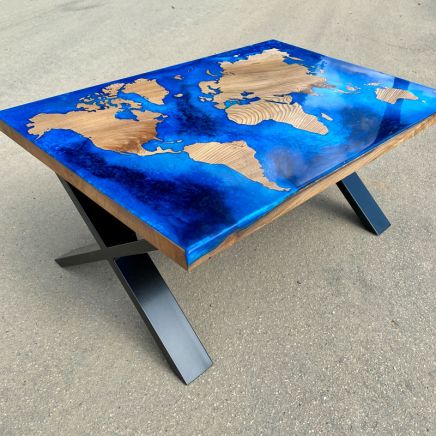 Elm & Resin World Map Coffee Table