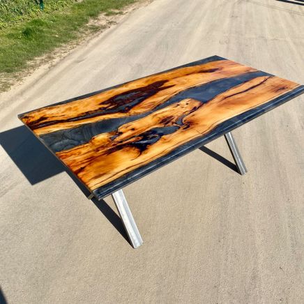 Yew Silver Resin River Dining Table