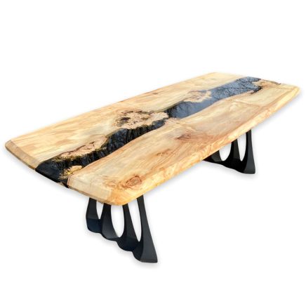 Burr Chestnut & Night Sky Black River Dining Table