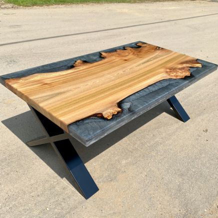 Single Slab Elm & Terminator Silver River Coffee Table