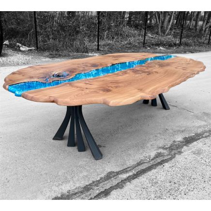 Burr Elm Oval River Dining Table