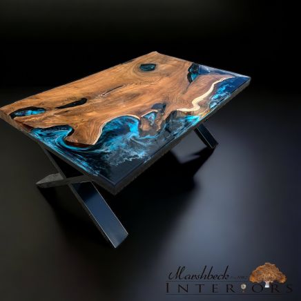 Teak & Midnight Sea Resin Coffee Table