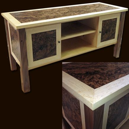 Bespoke Art Deco Burr Walnut TV Stand