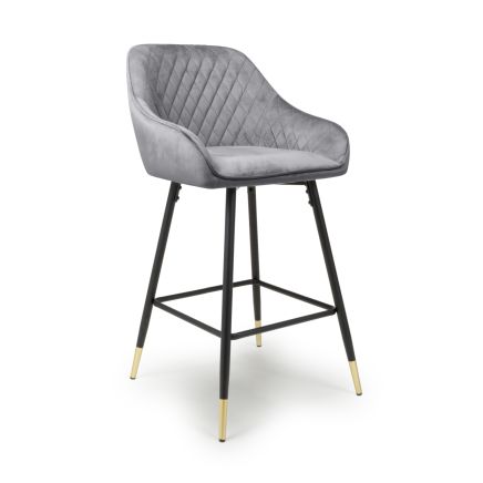 Savanna Brushed Velvet Bar Stool, Grey