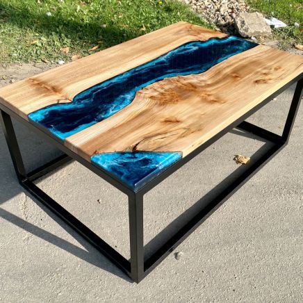 River Coffee Table Deep Sea Artwork Elm