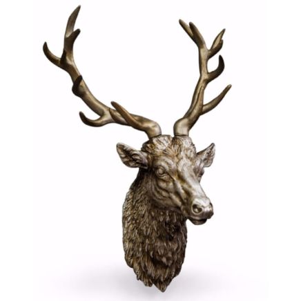 Antique Silver Wall Mounted Stag