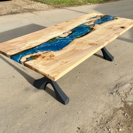 Burr Chestnut & Ocean Scene River Dining Table