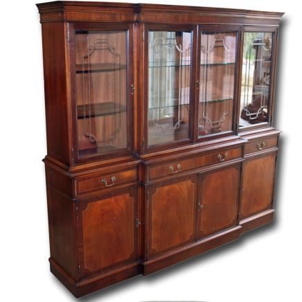 Antique Reproduction 84 Breakfront Regency Glazed Bookcase