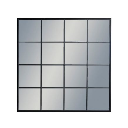 Large Black Square Metal Window Mirror