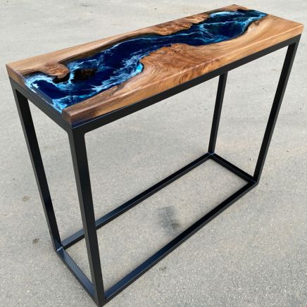 Burr Elm & Deep Sea Console Table