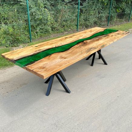 Elm & Kryptonite Green Resin River Dining Table