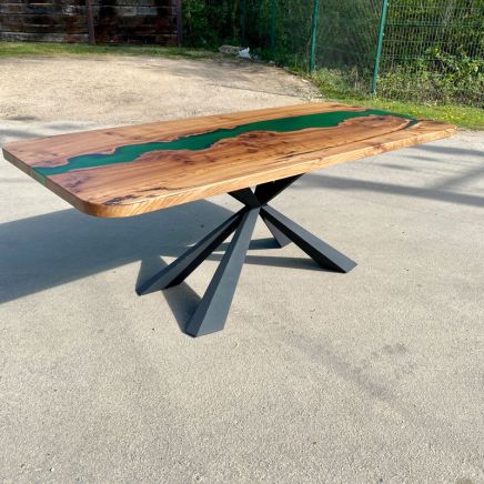 Frosted Green Dining Table with Lights