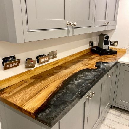 Elm Kitchen Resin River Worktop